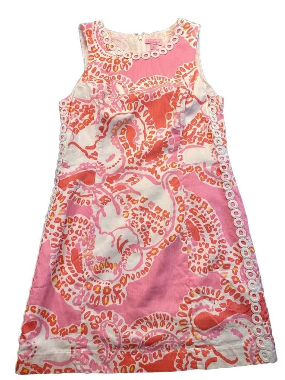 Lilly Pulitzer Pink and White Paisley Sleeveless Preppy Resort Shift Dress Sz10